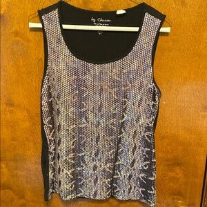 Chico's Black and Silver Sequin Tank Top